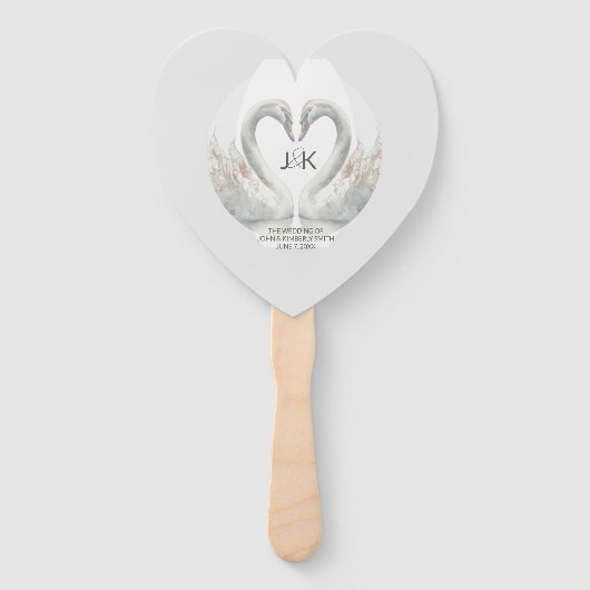 Personalized Swan Wedding Program Hand Fans ハンドファン (正面)