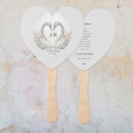 Personalized Swan Wedding Program Hand Fans ハンドファン
