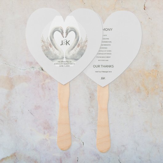 Personalized Swan Wedding Program Hand Fans ハンドファン