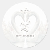 Personalized Swan Wedding Stickers ラウンドシール (正面)