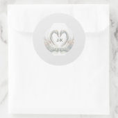 Personalized Swan Wedding Stickers ラウンドシール (バッグ)