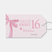 Personalized Sweet 16 Birthday Coquette Pink Bow  ギフトタグ (正面(横))