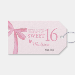 Personalized Sweet 16 Birthday Coquette Pink Bow  ギフトタグ