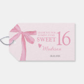Personalized Sweet 16 Birthday Coquette Pink Bow  ギフトタグ (裏面横)
