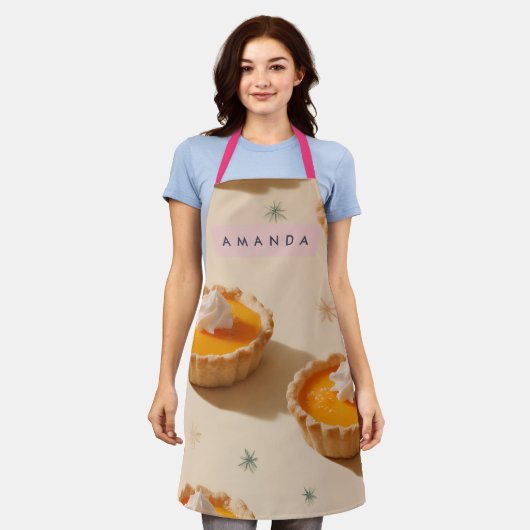 Personalized Sweet Custard Tart Pattern エプロン (着用した状態)