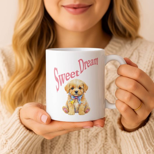Personalized "Sweet Dream" Puppy Dog Watercolor Mu コーヒーマグカップ