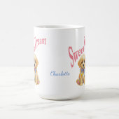 Personalized "Sweet Dream" Puppy Dog Watercolor Mu コーヒーマグカップ (中央)