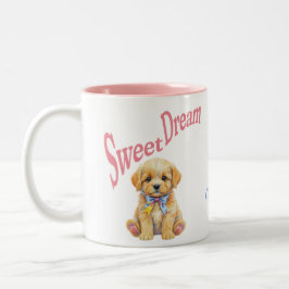 Personalized "Sweet Dream" Puppy Dog Watercolor Mu ツートーンマグカップ