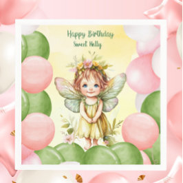 Personalized Sweet Fairy 1st Birthday Napkins スタンダードカクテルナプキン