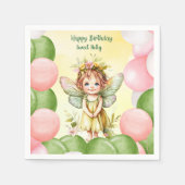 Personalized Sweet Fairy 1st Birthday Napkins スタンダードカクテルナプキン (正面)