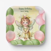 Personalized Sweet Fairy 1st Birthday Paper Plates ペーパープレート (正面)