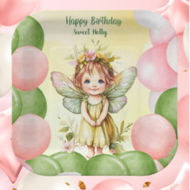 Personalized Sweet Fairy 1st Birthday Paper Plates ペーパープレート