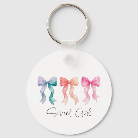 Personalized Sweet Girl Keychain | Custom Name Bow キーホルダー (正面)