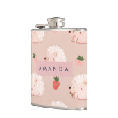 Personalized Sweet Hedgehog & Strawberry Pattern フラスク (左)