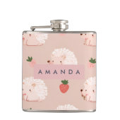 Personalized Sweet Hedgehog & Strawberry Pattern フラスク (正面)