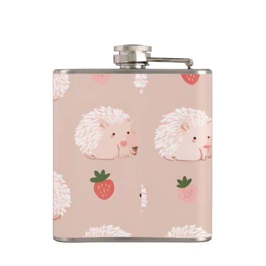 Personalized Sweet Hedgehog & Strawberry Pattern フラスク (裏面)
