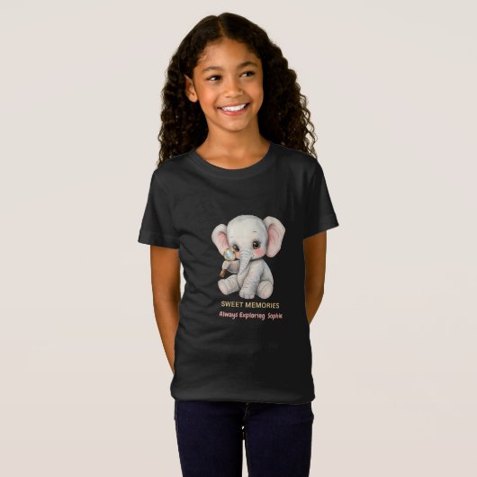 Personalized Sweet Memories Elephant Kids T-Shirt  Tシャツ (正面フル)