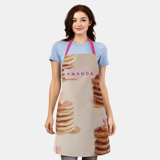 Personalized Sweet Pancake Pattern Apron エプロン (着用した状態)