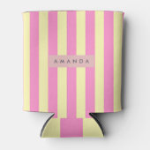 Personalized Sweet Pastel Pink and Yellow Stripe 缶クーラー (正面)
