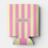 Personalized Sweet Pastel Pink and Yellow Stripe 缶クーラー (裏面)