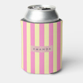 Personalized Sweet Pastel Pink and Yellow Stripe 缶クーラー (缶裏面)