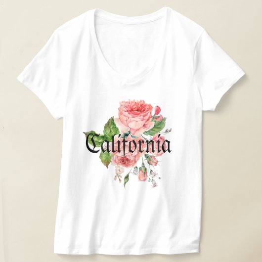 Personalized sweet pink roses California Cute Tシャツ (レイダウン)