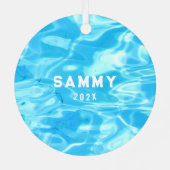 Personalized Swimming Holiday Gift メタルオーナメント (裏面)
