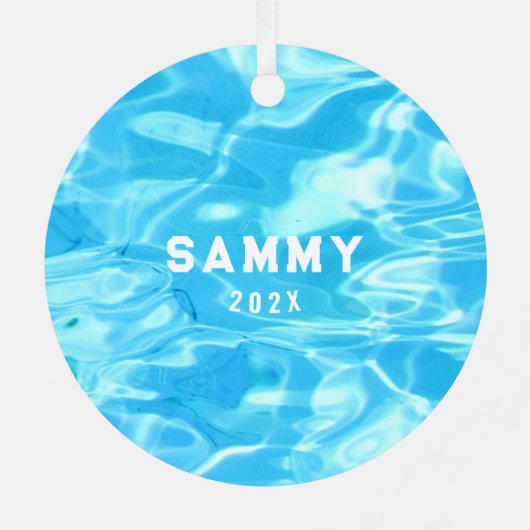 Personalized Swimming Holiday Gift メタルオーナメント (裏面)