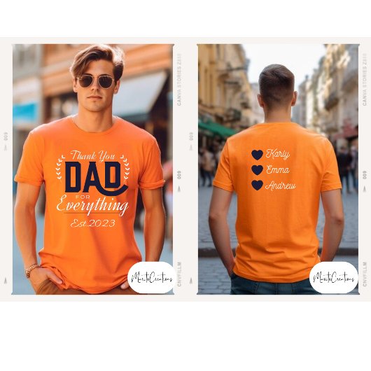 Personalized T-shirt for dad with children's names Tシャツ