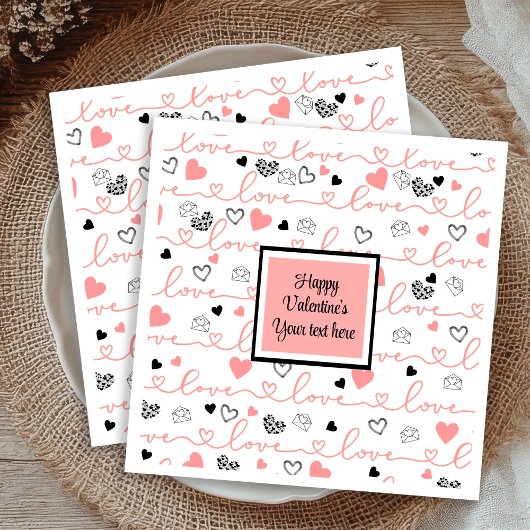 Personalized Table Love Text Art Valentine Napkins スタンダードカクテルナプキン