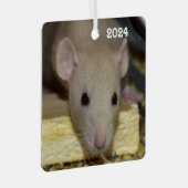 Personalized Tan Beige Dumbo Fancy Pet Rat メタルオーナメント (正面右)