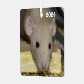 Personalized Tan Beige Dumbo Fancy Pet Rat メタルオーナメント (正面左)