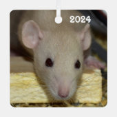 Personalized Tan Beige Dumbo Fancy Pet Rat メタルオーナメント (正面)