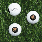 Personalized Tan Doodle Dog on Black  ゴルフタオル