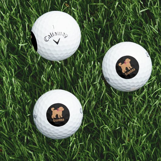 Personalized Tan Doodle Dog on Black  ゴルフタオル