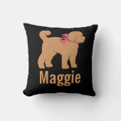 Personalized Tan Doodle on Black Pillow クッション (正面)