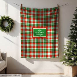 Personalized Tartan Blanket Elegant Holiday Gift フリースブランケット