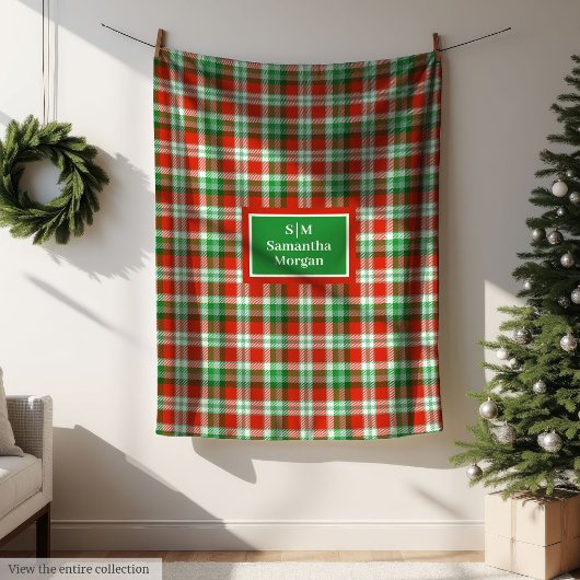Personalized Tartan Blanket Elegant Holiday Gift フリースブランケット