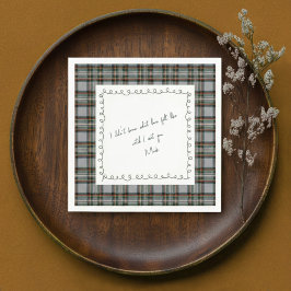 Personalized Tartan Border Love Note Napkin  スタンダードカクテルナプキン