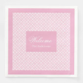 Personalized Tartan Napkins Chic Pink Tableware (正面)
