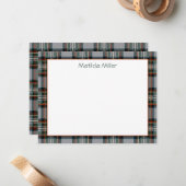 Personalized Tartan Note Card with Plaid Backgroun ノートカード (正面/裏面インサイチュ)