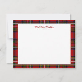 Personalized Tartan Note Card with Plaid Backgroun ノートカード