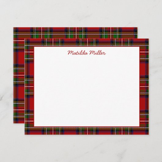 Personalized Tartan Note Card with Plaid Backgroun ノートカード (正面/裏面)