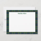 Personalized Tartan Note Card with Plaid Backgroun ノートカード (正面)
