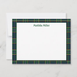 Personalized Tartan Note Card with Plaid Backgroun ノートカード