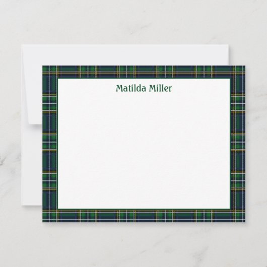 Personalized Tartan Note Card with Plaid Backgroun ノートカード (正面)