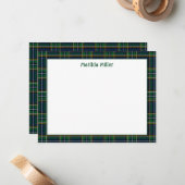 Personalized Tartan Note Card with Plaid Backgroun ノートカード (正面/裏面インサイチュ)