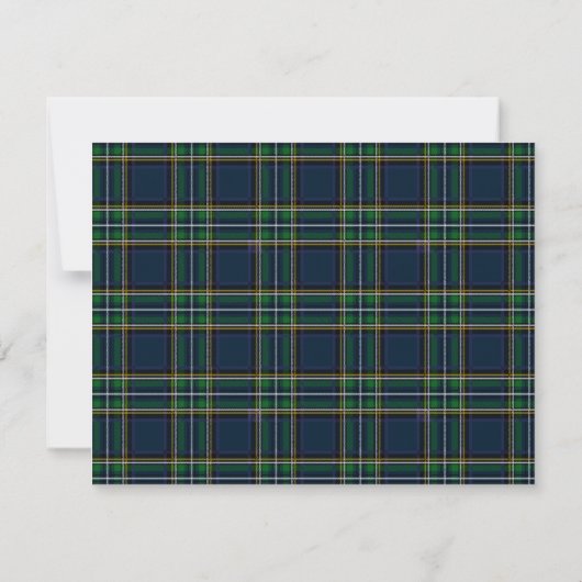 Personalized Tartan Note Card with Plaid Backgroun ノートカード (裏面)