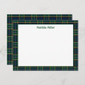 Personalized Tartan Note Card with Plaid Backgroun ノートカード (正面/裏面)