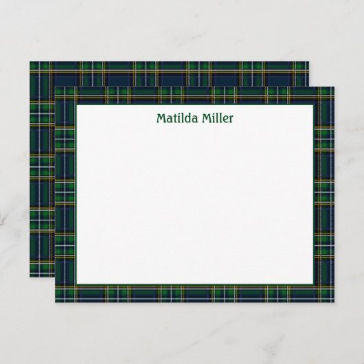 Personalized Tartan Note Card with Plaid Backgroun ノートカード (正面/裏面)